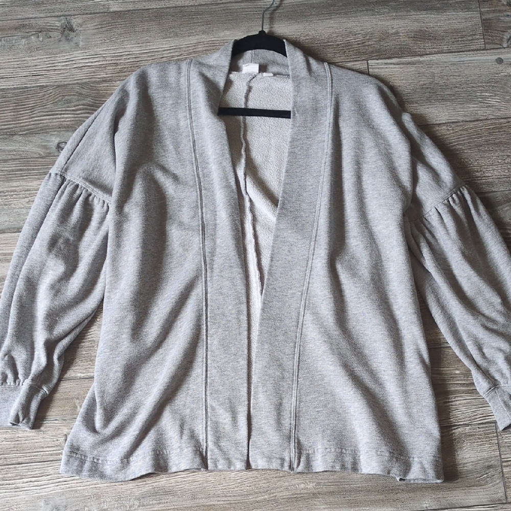 GAP Light Gray Open-Front Cardigan with Balloon Sleeves S